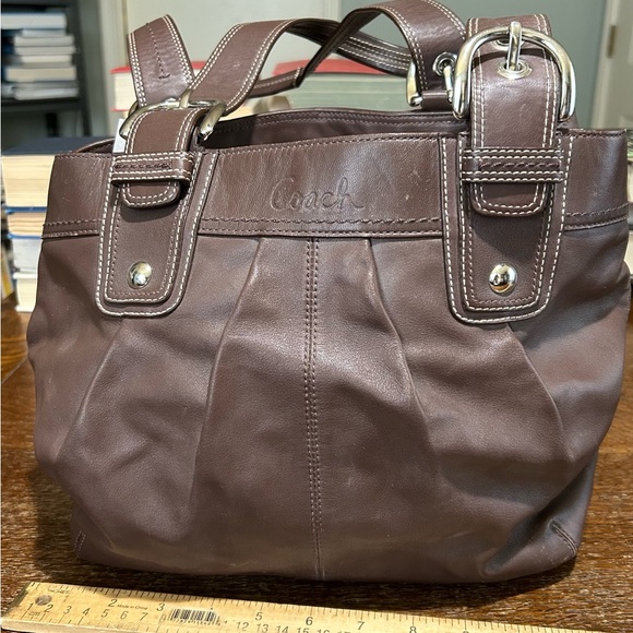 Coach Brown Leather Hobo Tote Bag F15045 - Picture 1 of 8